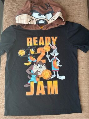 Warner Bros. Black 'Ready 2 Jam' Kids Graphic Tee with Brown Hood